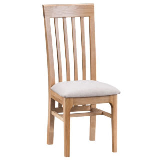 Alton Oak Slat Back Fabric Seat Chair 