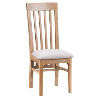 Alton Oak Slat Back Fabric Seat Chair