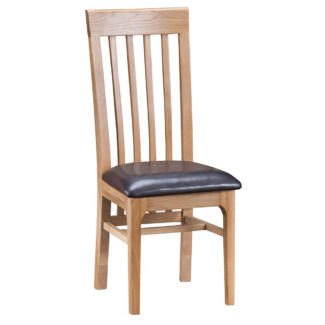 Alton Oak Slat Back Faux Leather Chair