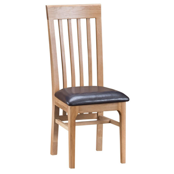 Pine and Oak Alton Oak Slat Back Faux Leather Chair