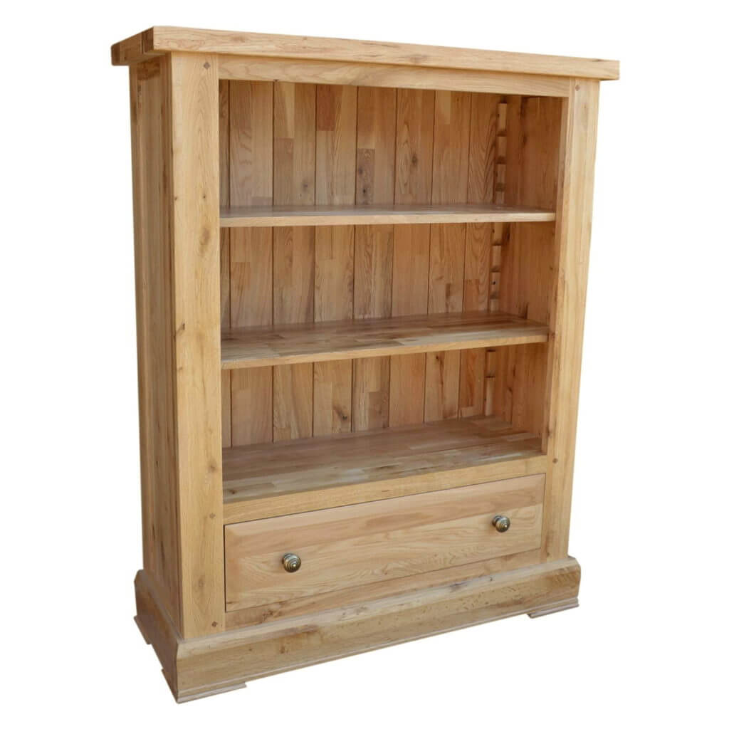 Cathedral Oak Low Wide Bookcase Pine and Oak