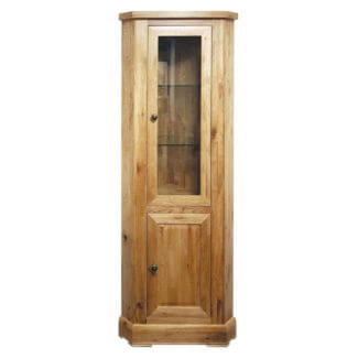 Pine and Oak Cathedral Oak Corner Glazed Display Cabinet