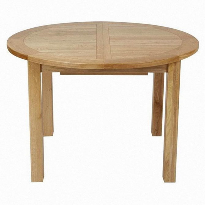 Pine and Oak Cathedral Oak Round Extending Dining Table