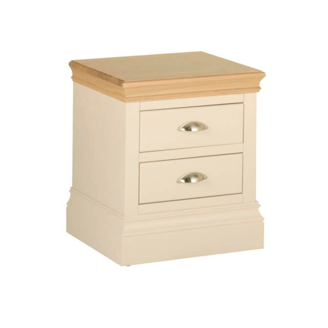 Pine and Oak Coral Painted 2 Drawer Bedside