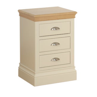 Coral Painted 3 Drawer Bedside 