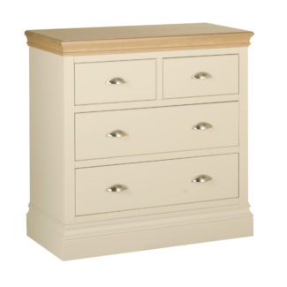 Pine and Oak Coral Painted 2 Over 2 Chest of Drawers