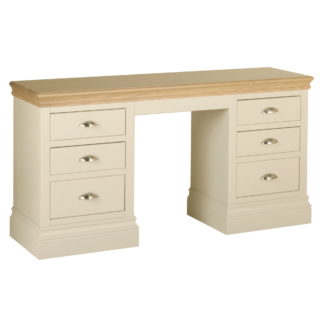 Pine and Oak Coral Painted Double Pedestal Dressing Table