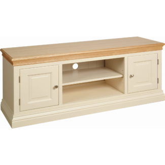 Pine and Oak Coral Painted 2 Door TV Unit