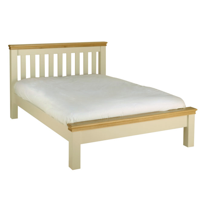 Pine and Oak Coral Painted 4Ft6FtFt Low Foot End Bed