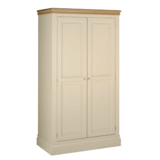 Pine and Oak Coral Painted 2 Door Full Hang Wardrobe