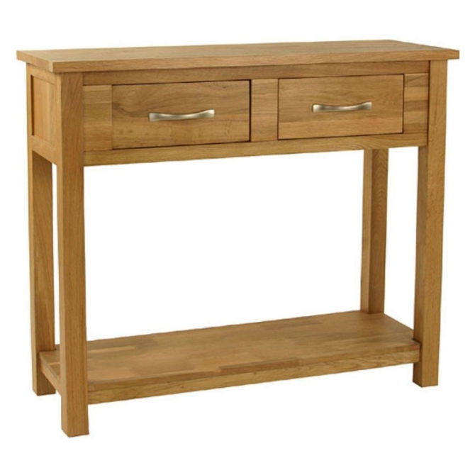 Classic Oak 2 Drawer Console Table 