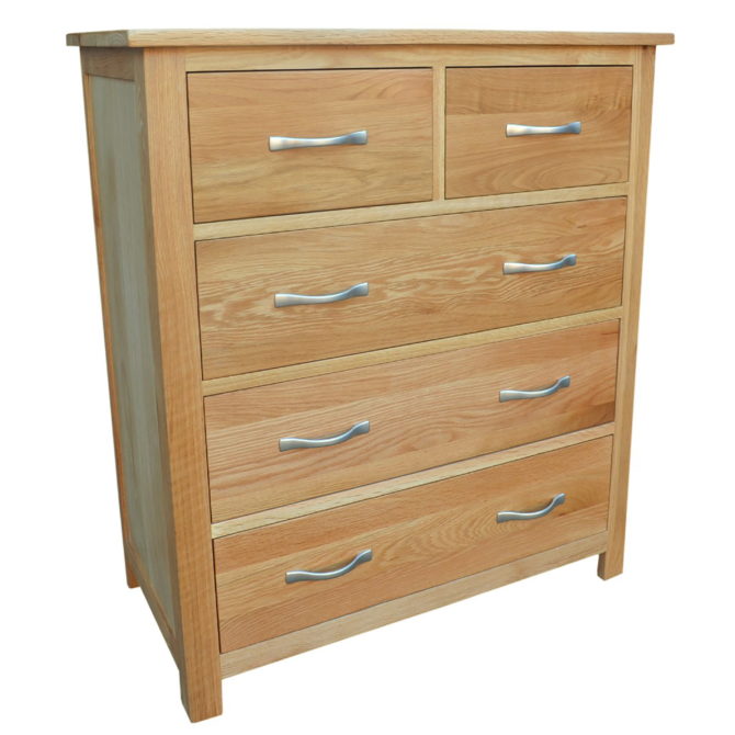 Classic Oak 2 Over 3 Chest of Drawers 