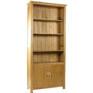 Classic Oak Tall Bookcase with Cupboard 
