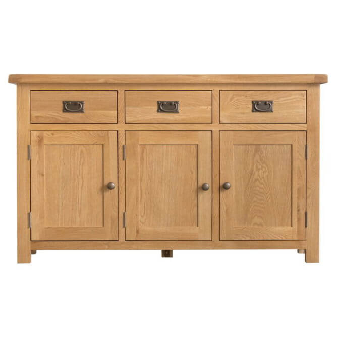 Pine and Oak Coburn Oak 3 Door, 3 Drawer Sideboard