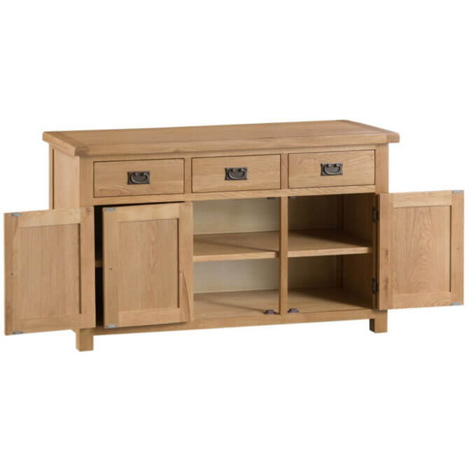 Pine and Oak Coburn Oak 3 Door, 3 Drawer Sideboard