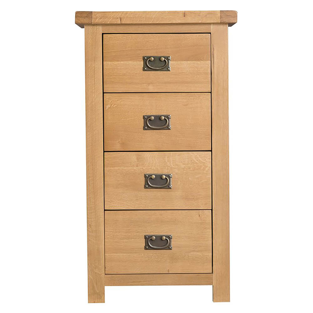 Coburn Oak 4 Drawer Narrow Chest Pine and Oak