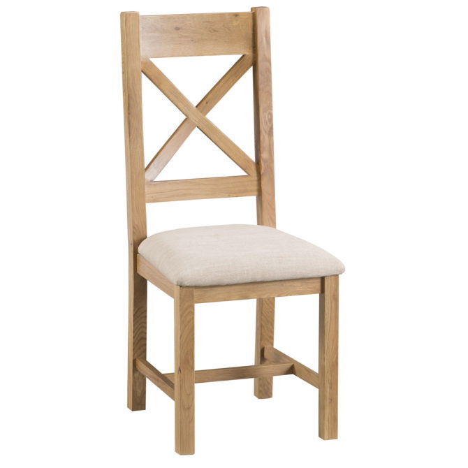 Coburn Oak Cross Back Fabric Seat Chair 