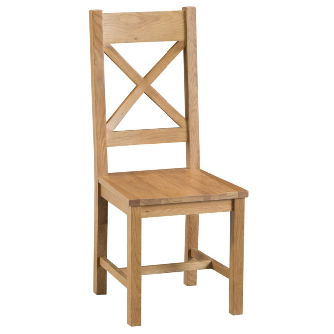 Coburn Oak Cross Back Solid Seat Chair 