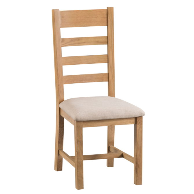 Coburn Oak Ladder Back Fabric Seat Chair 