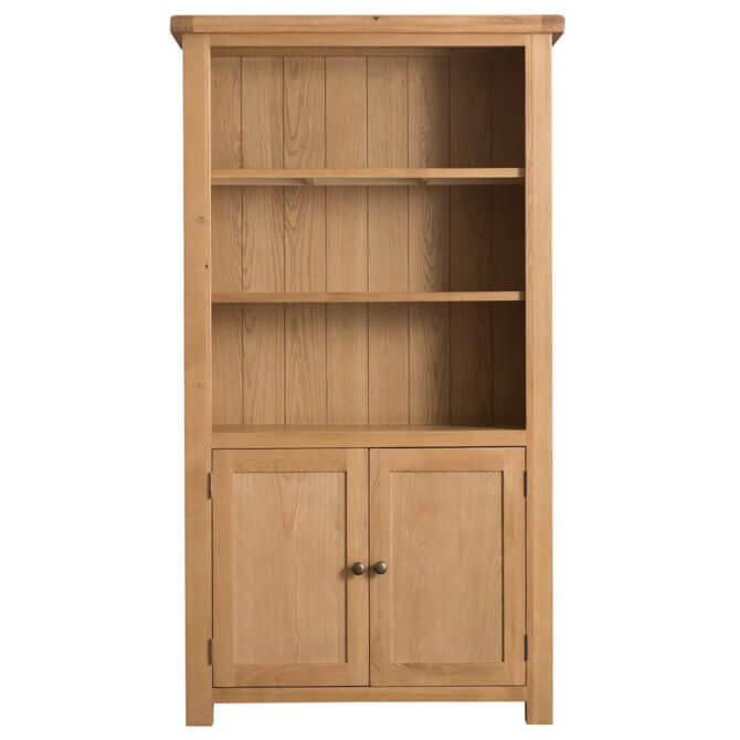 Pine and Oak Coburn Oak Large Bookcase with Lower Cupboard