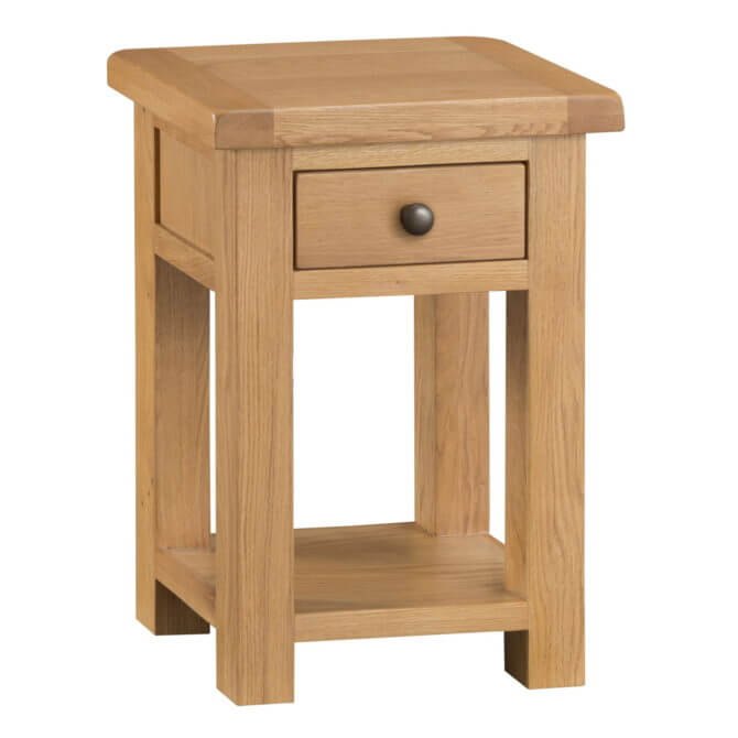 Pine and Oak Coburn Oak Side Table, 1 Drawer & Shelf