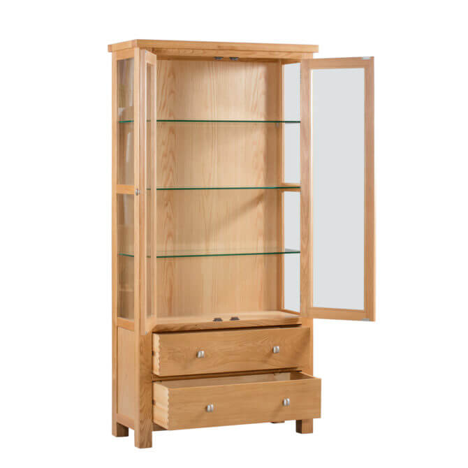 Pine and Oak Dorchester Oak Corner Glazed Display Cabinet