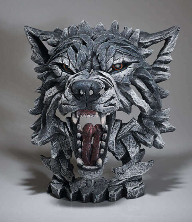 Pine and Oak Wolf Bust - Grey