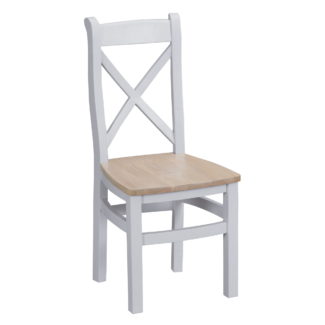 Meon Painted Cross Back Solid Seat Dining Chair