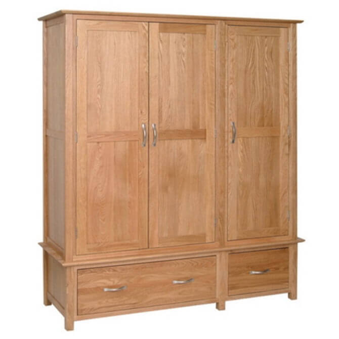 Pine and Oak Thame Oak 2 Drawer Triple Wardrobe