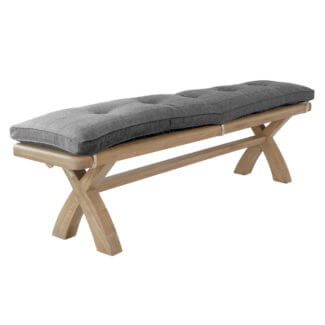 Holburn Oak 2000mm Bench Cushion Only, Grey Check Fabric