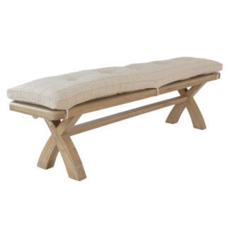 Holburn Oak 2000mm Bench Cushion Only, Natural Check Fabric