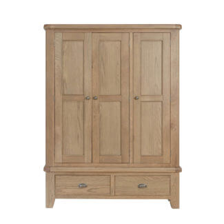 Holburn Oak 2 Drawer Triple Wardrobe