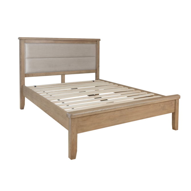 Pine and Oak Holburn Oak 5Ft0inches  Low End Bed, Fabric Headboard
