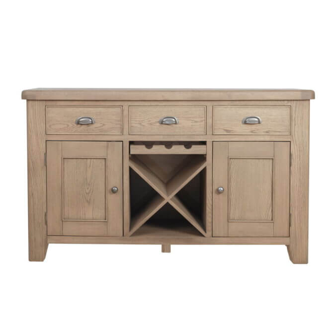 Pine and Oak Holburn Oak Large, 2 Door Sideboard with Wine Rack