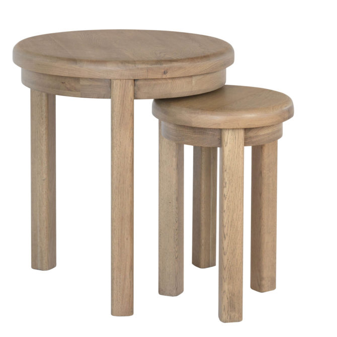Pine and Oak Holburn Oak Round Nest Of 2 Tables