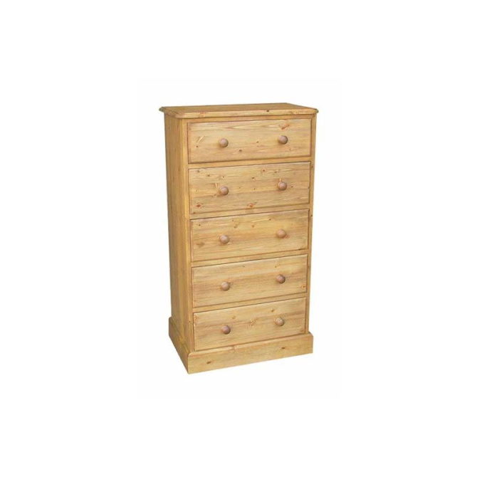 Pine and Oak Cottage Pine 24inches  5 Drawer Chest