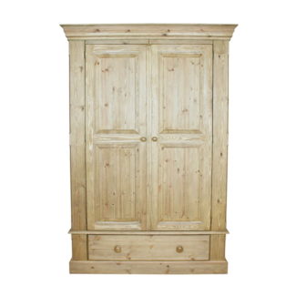 Pine and Oak Cottage Pine Double Wardrobe On 1 Drawer
