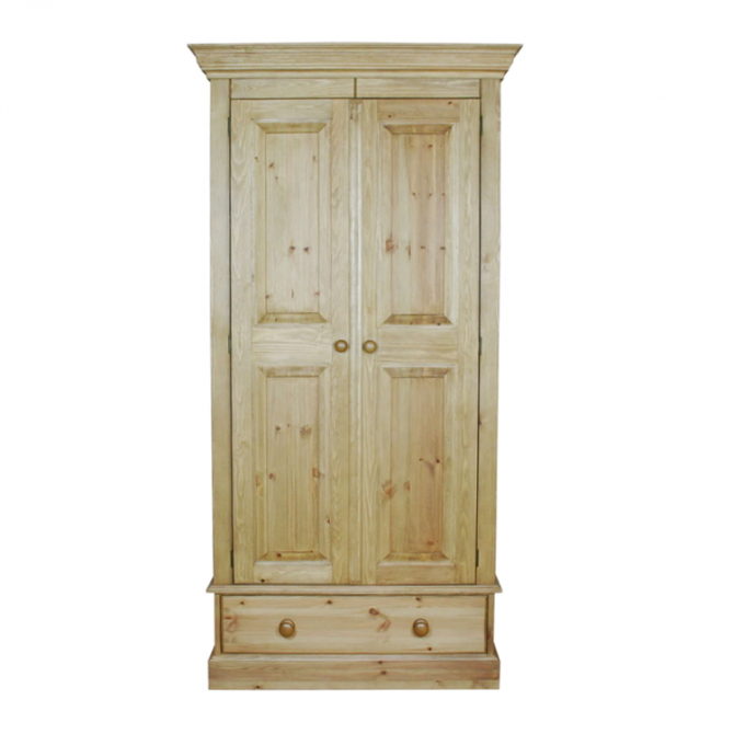Cottage Pine 2 Door, 1 Drawer Wardrobe 