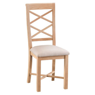 Alton Oak Double Cross Back Fabric Seat Chair