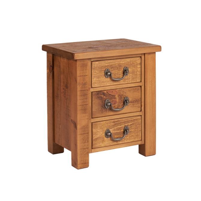 Rustic Plank 3 Drawer Chunky Bedside 