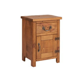 Pine and Oak Rustic Plank 1 Door, 1 Drawer Bedside