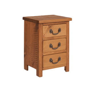 Pine and Oak Rustic Plank 3 Drawer Bedside