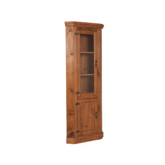 Rustic Plank Tall Corner Unit with Glazed Door