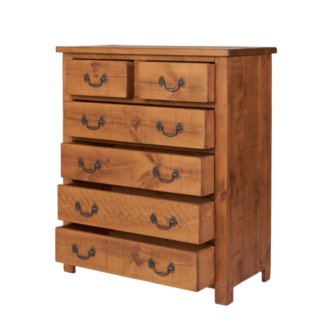 Pine and Oak Rustic Plank 2 Over 4 Chest of Drawers