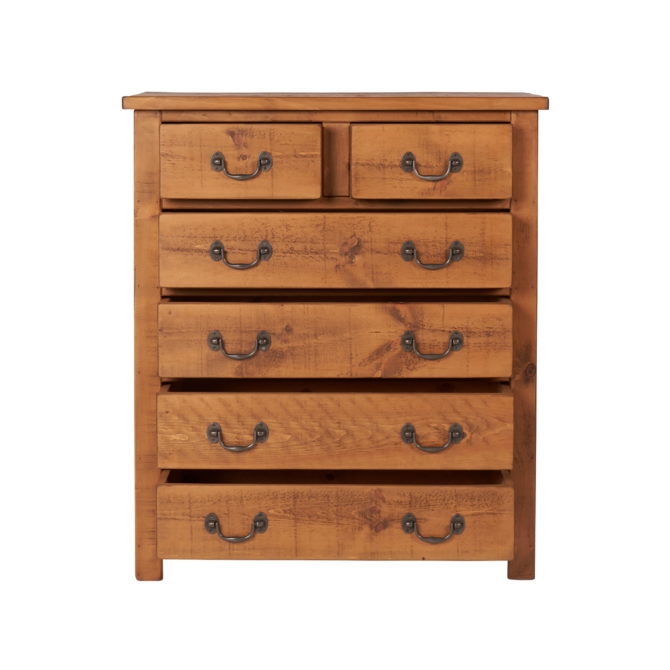 Pine and Oak Rustic Plank 2 Over 4 Chest of Drawers