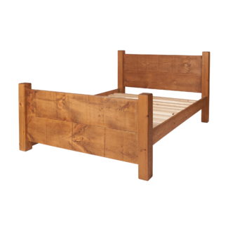 Pine and Oak Rustic Plank 5Ft Solid Panel Bed