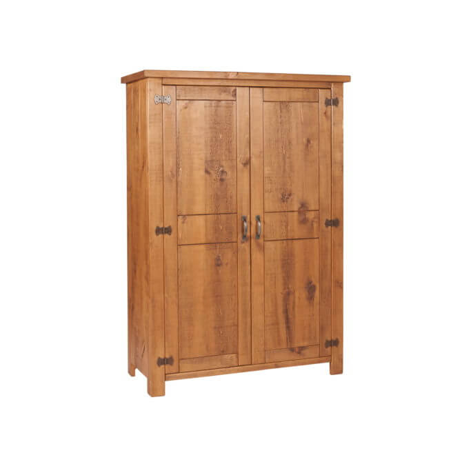 Pine and Oak Rustic Plank Tall 2 Door Cupboard