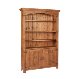 Rustic Plank 6Ft6inches x 4Ft Arch Top Bookcase with Lower Cupboard 