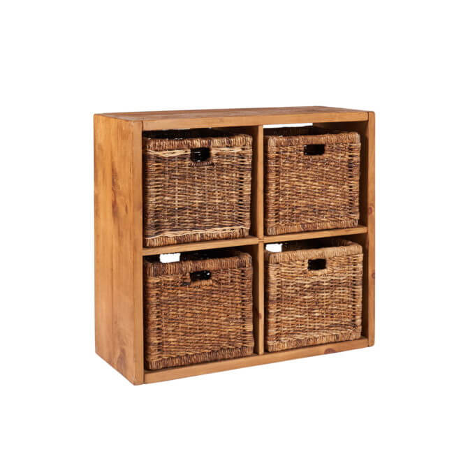 Pine and Oak Rustic Plank 4 Basket Multi Unit