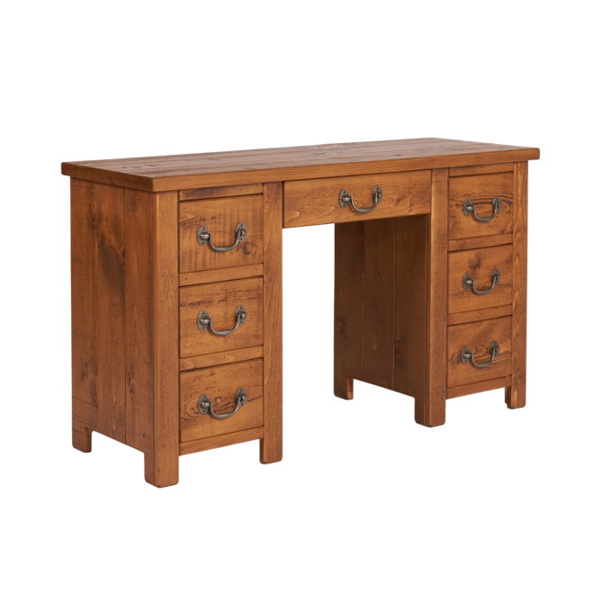 Rustic Plank Double Pedestal Dressing Table 